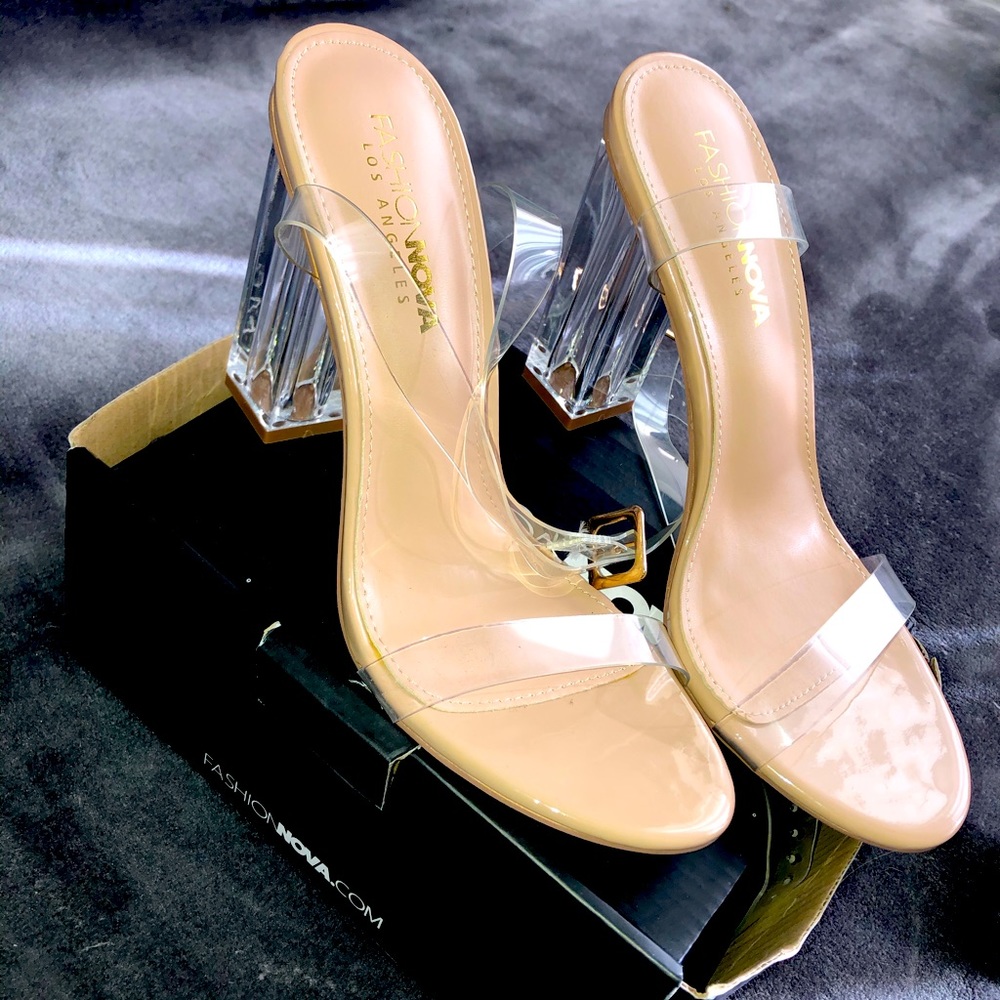 Fashion Nova- The Glass Slipper: Transparent Design (Size U.S 7.5 Women)